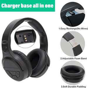 MONODEAL Wireless Headphones for TV Watching with Digital Optical RCA 2.4GHz RF Transmitter Charging Dock, Over Ear Headset with 3 Audio Modes, 197FT Wireless Range, 10Hrs Audio Playtime