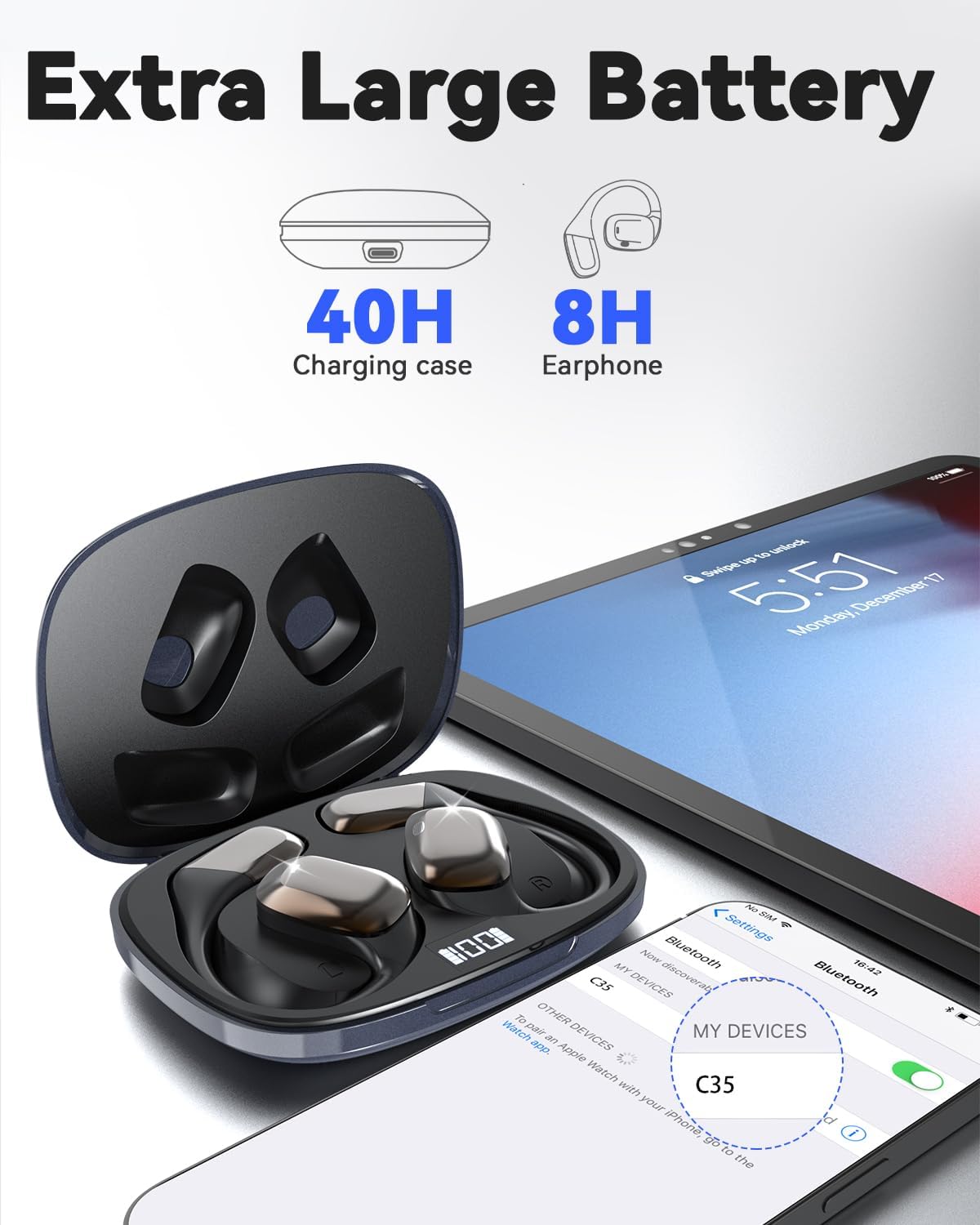 MONODEAL AI Cuffie Traduzione Simultanea, 134 Lingue Open-Ear Auricolari Traduzione Simultanea, Cuffie Traduttore Simultaneo Vocale Per Viaggi Imparare