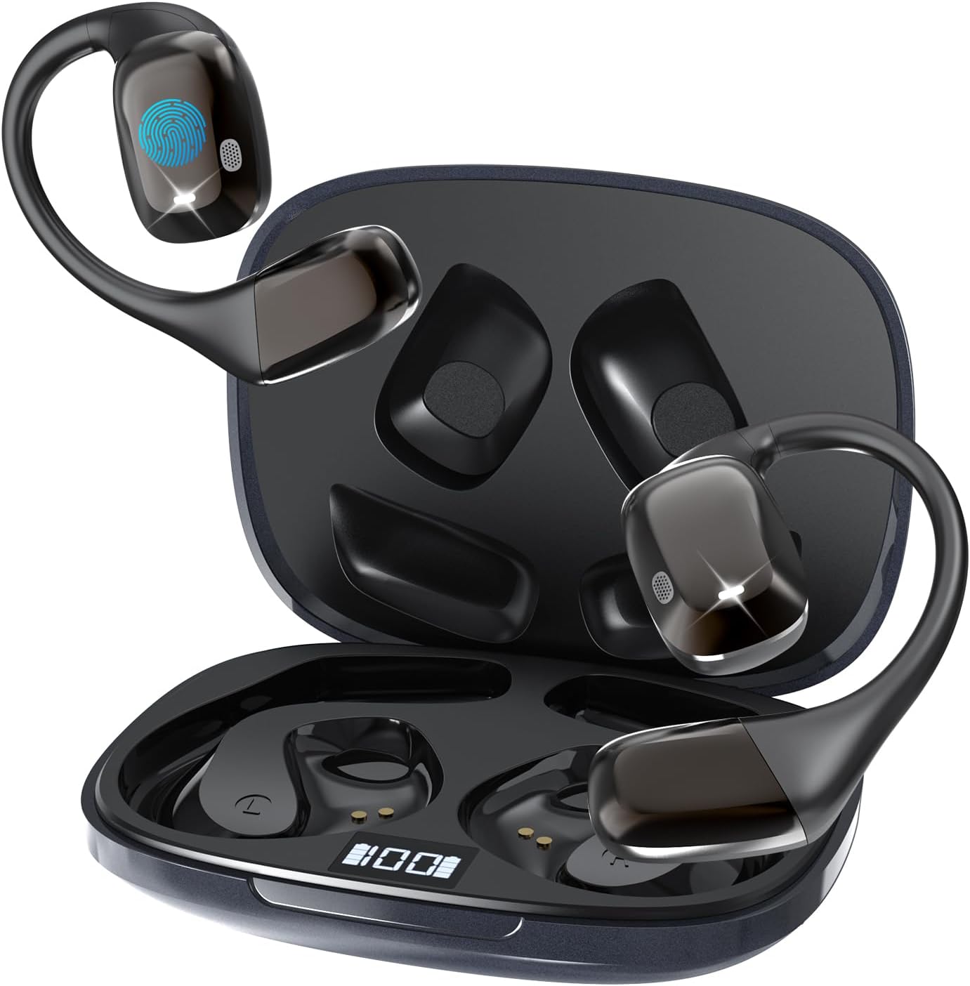 AI Auricolari Di Traduzione In Tempo Reale, Auricolari Traduttori 3 In 1 144 Lingue, Traduttore Simultaneo Vocale Con APP, Cuffia Traduttore Per L'apprendimento Aziendale Di Viaggio (Nero - Foto 2