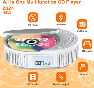 CD Player Portable,MONODEAL Boombox CD Player with Bluetooth Transmitter,FM Radio & Bluetooth Speaker 2 in 1 Combo,Portable CD Players for Car/Home with Remote Control,Headphone Jack,Support AUX/USB