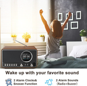 Monodeal Radio portatile DAB (DAB+, DAB Plus, FM, sveglia, altoparlante HiFi 5W, jack per cuffie, display TFT, controllo tasti), radio da cucina con 60 preset, radiosveglia con timer snooze