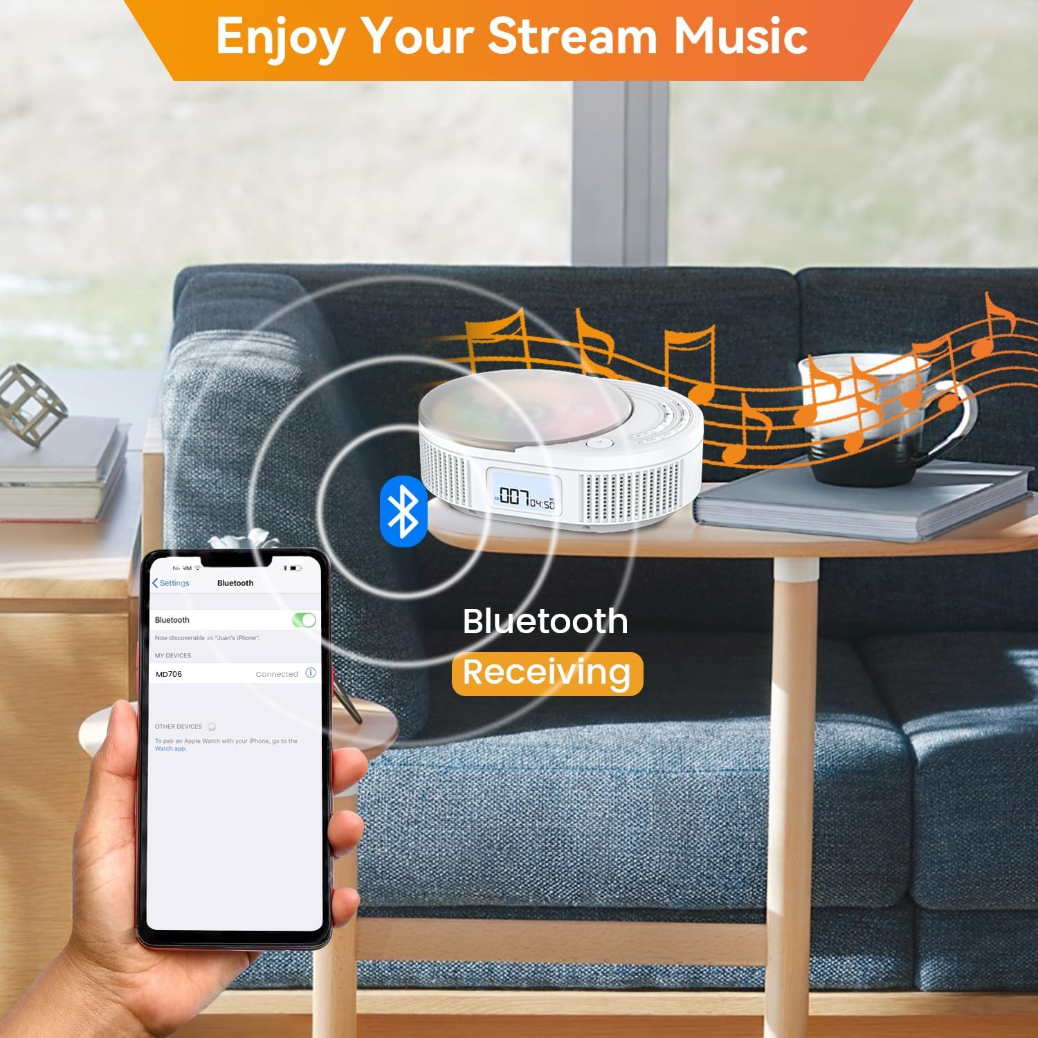 CD Player Portable,MONODEAL Boombox CD Player with Bluetooth Transmitter,FM Radio & Bluetooth Speaker 2 in 1 Combo,Portable CD Players for Car/Home with Remote Control,Headphone Jack,Support AUX/USB