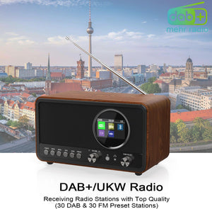 Monodeal Radio portatile DAB (DAB+, DAB Plus, FM, sveglia, altoparlante HiFi 5W, jack per cuffie, display TFT, controllo tasti), radio da cucina con 60 preset, radiosveglia con timer snooze