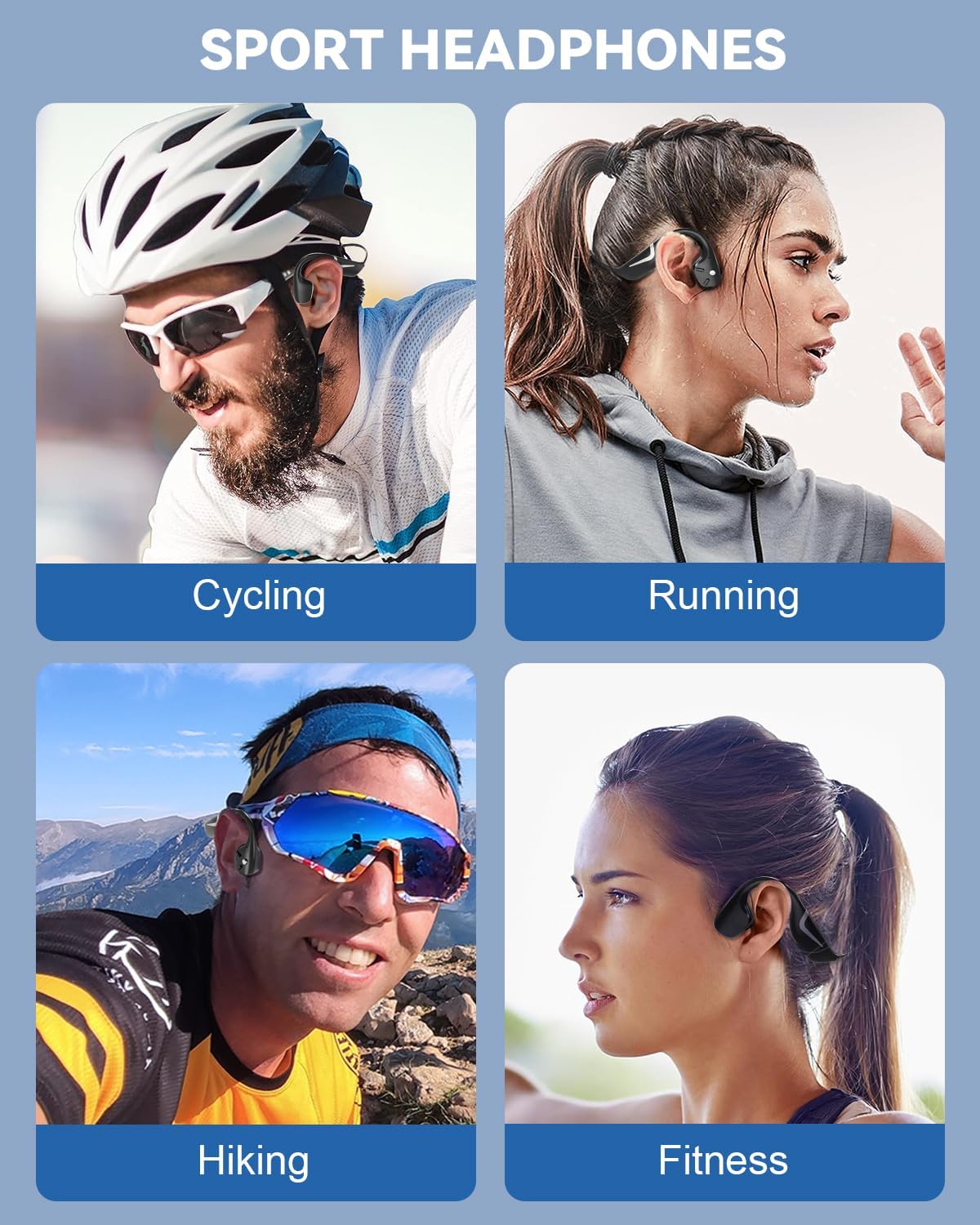 MONODEAL Bone Conduction Headphones Bluetooth, Open Ear Headphones with Mic, IP67 Waterproof Sport Headset Long Battery Life 15Hrs Wireless Earphones for Running Workout Cycling