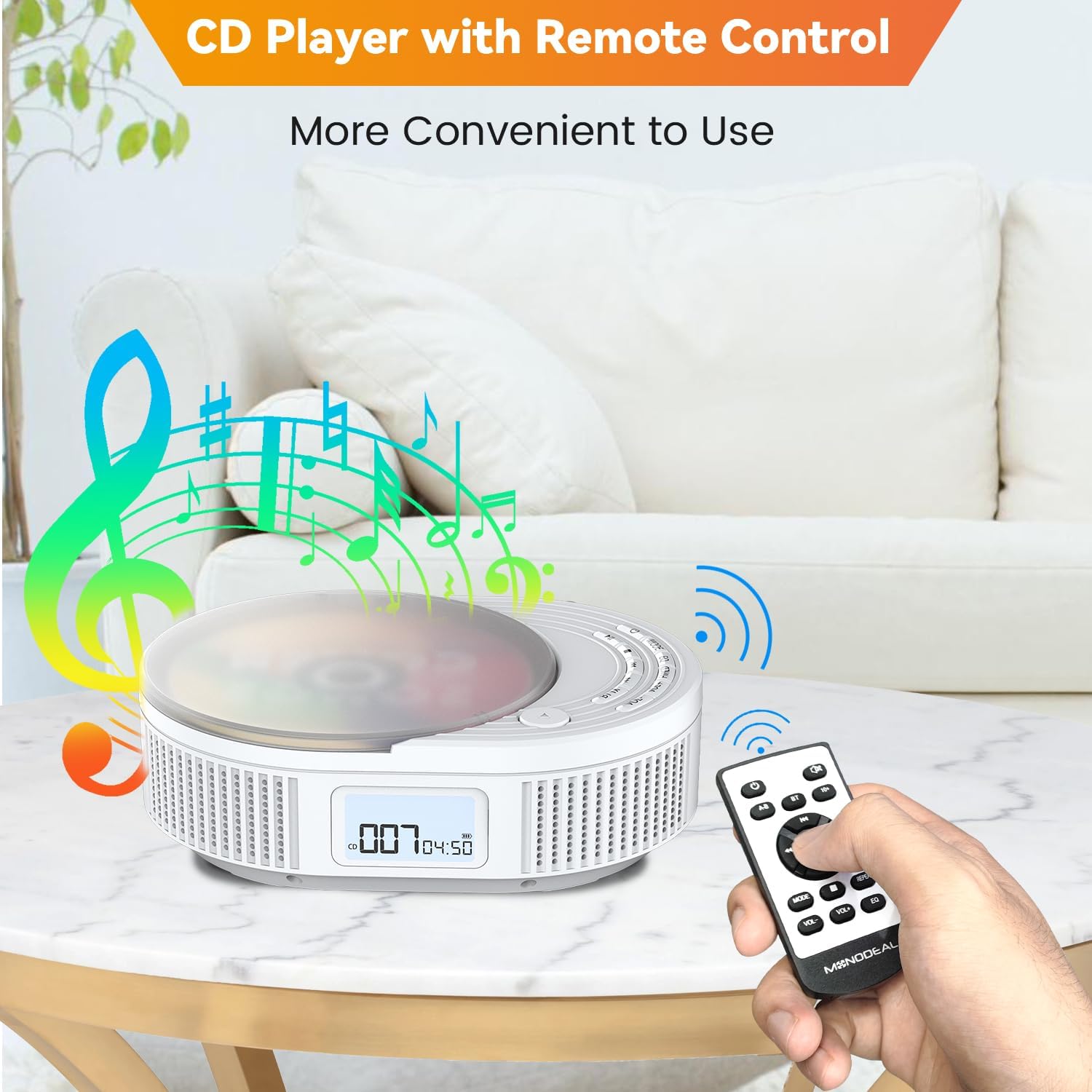 CD Player Portable,MONODEAL Boombox CD Player with Bluetooth Transmitter,FM Radio & Bluetooth Speaker 2 in 1 Combo,Portable CD Players for Car/Home with Remote Control,Headphone Jack,Support AUX/USB