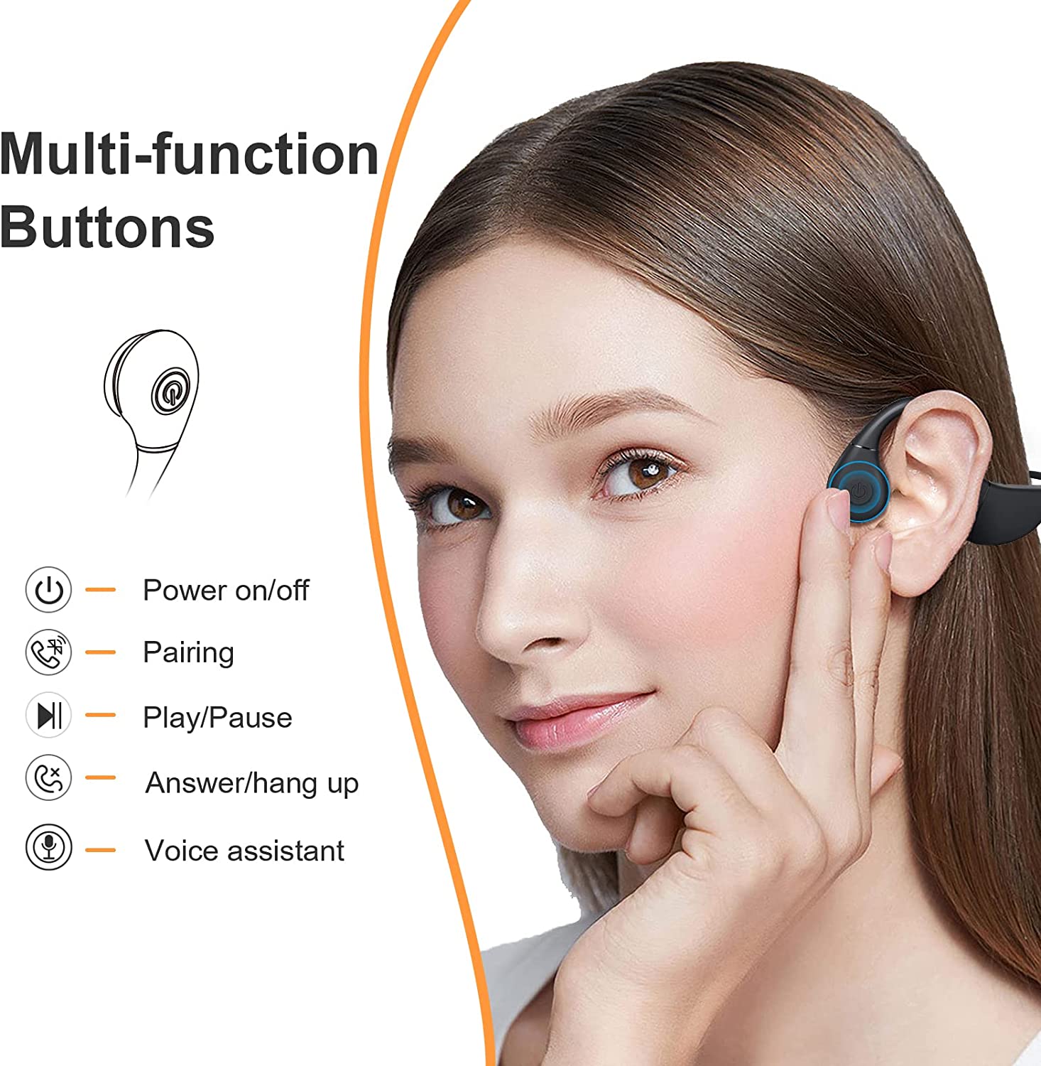 Bone Conduction Headphones with Mic, MONODEAL Bluetooth 5.3 Open