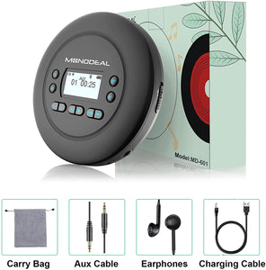 CD Player Portable, MONODEAL Bluetooth CD Player for Car and Personal Use, Rechargeable Compact Small Walkman CD Player with Headphones